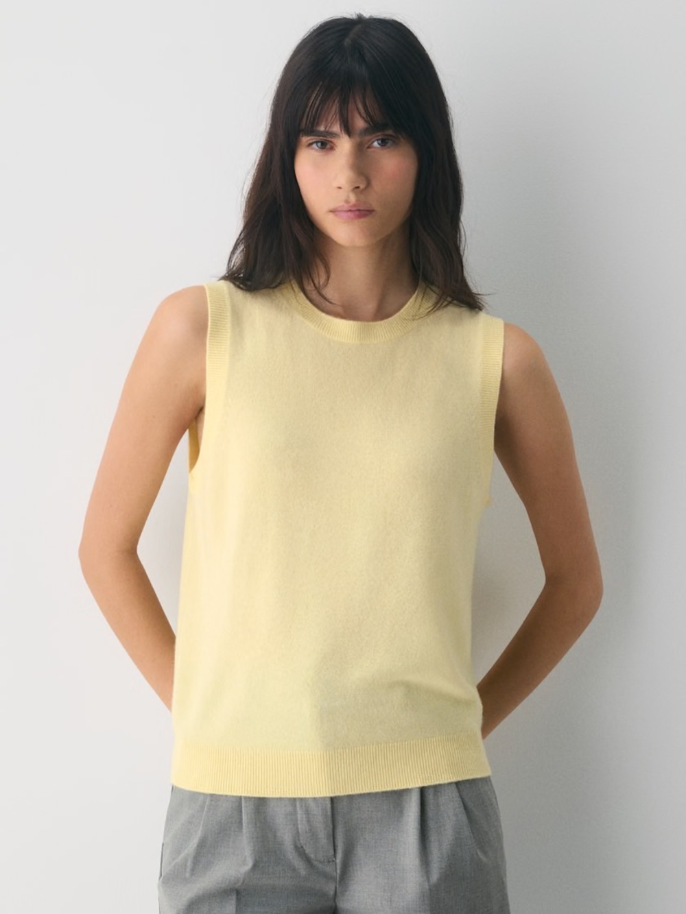 NWT - Aritzia Bare Cashmere Monogram Sweater Vest - Butter Yellow - Size Small